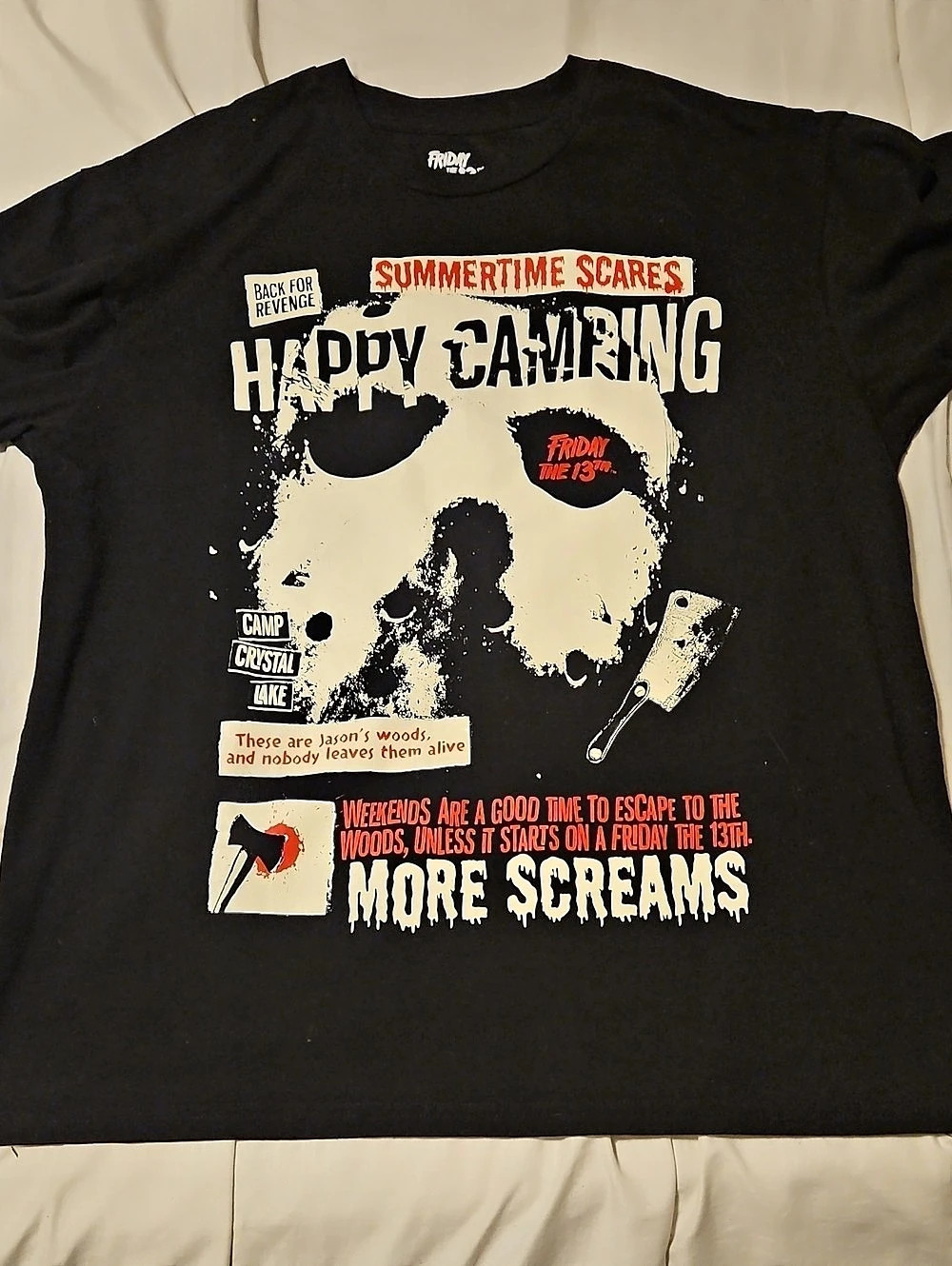Friday the 13th Happy Camping Graphic Tee Black Small